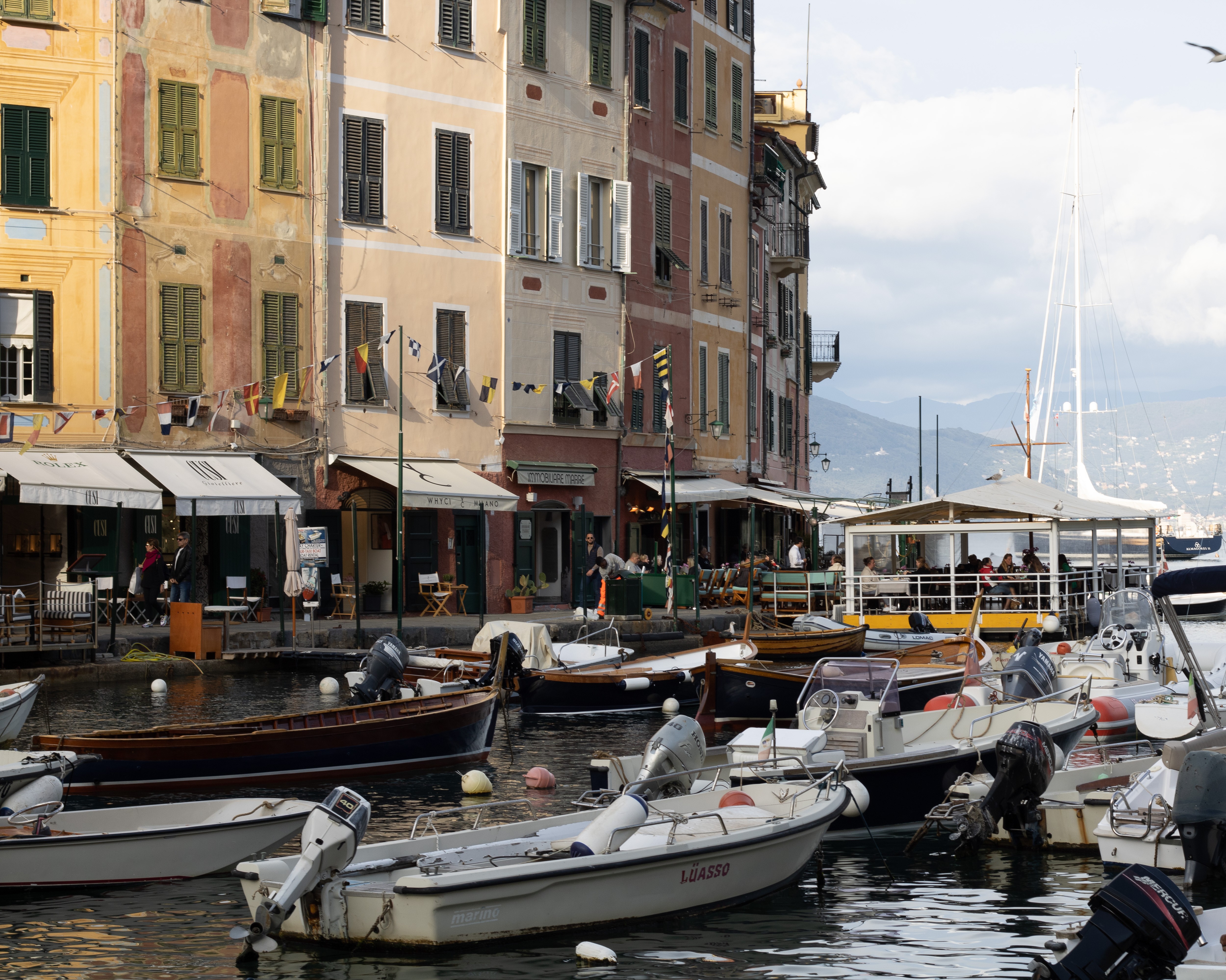 View of the harbour from the main Square of Portofino